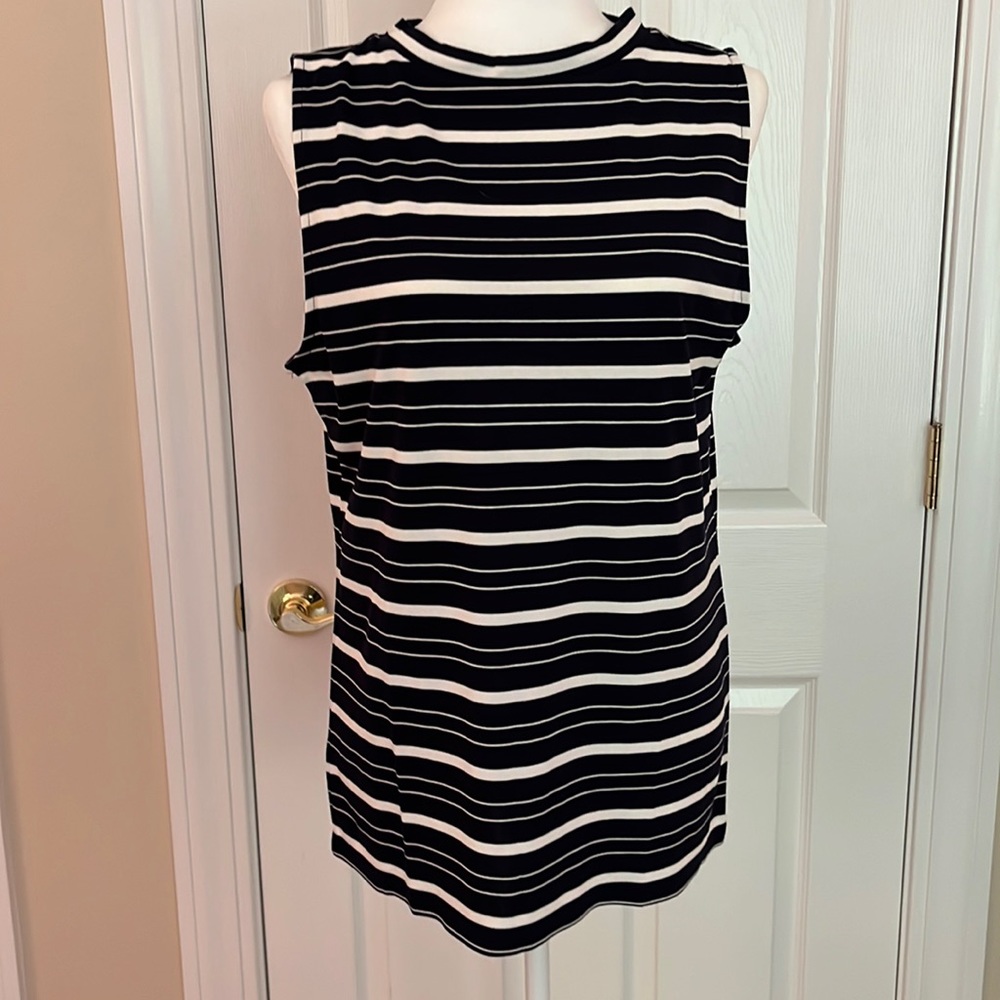 Ann Taylor Striped Mock Neck Top